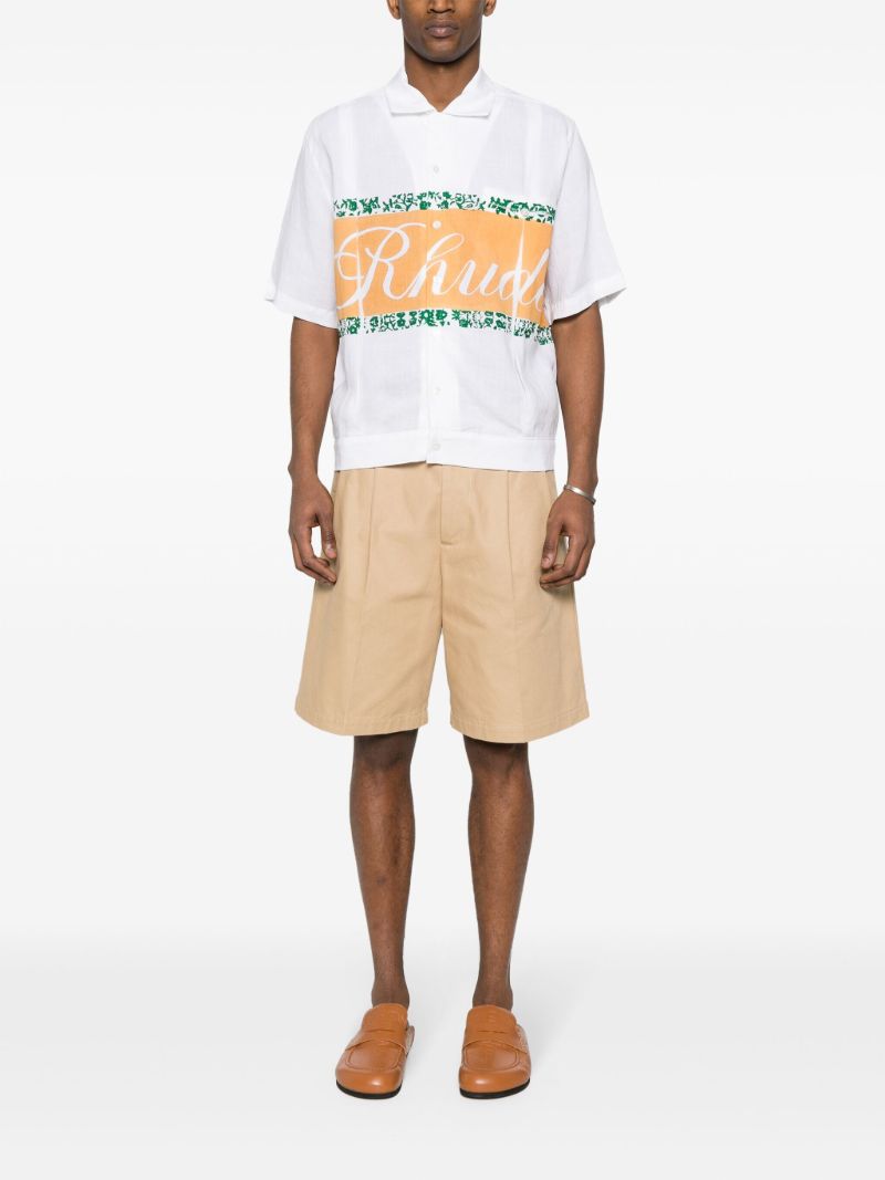 White Logo-print Linen Shirt