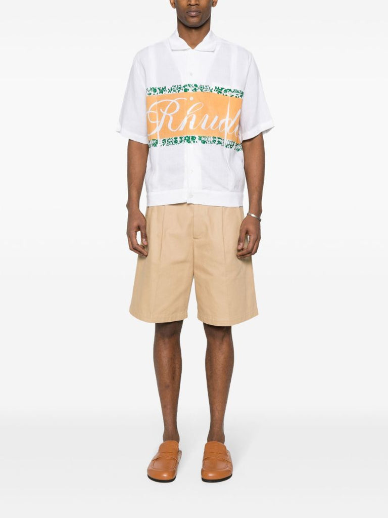 White Logo-print Linen Shirt