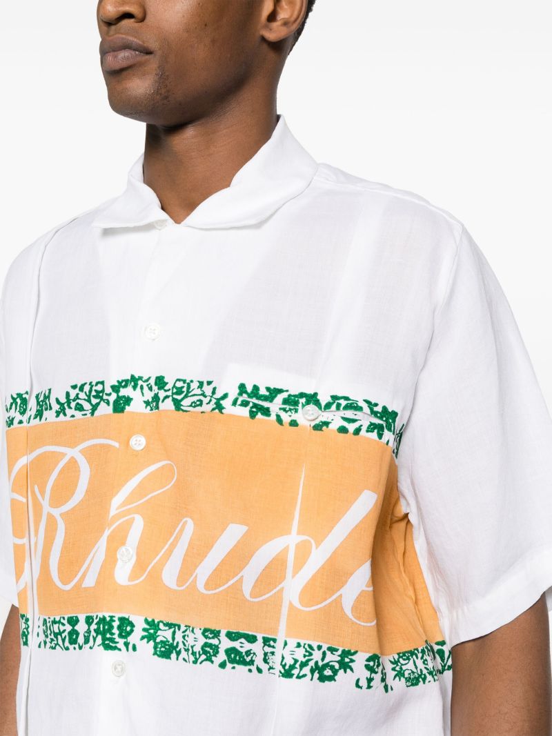 White Logo-print Linen Shirt