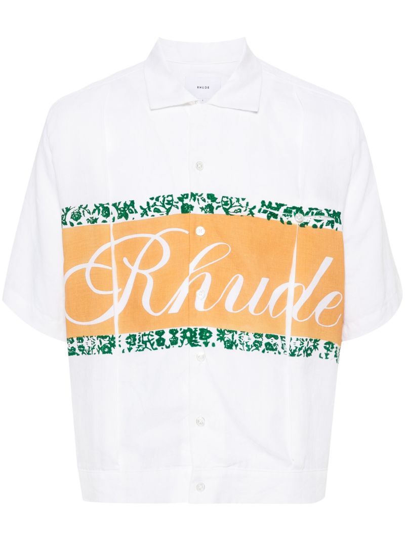 White Logo-print Linen Shirt