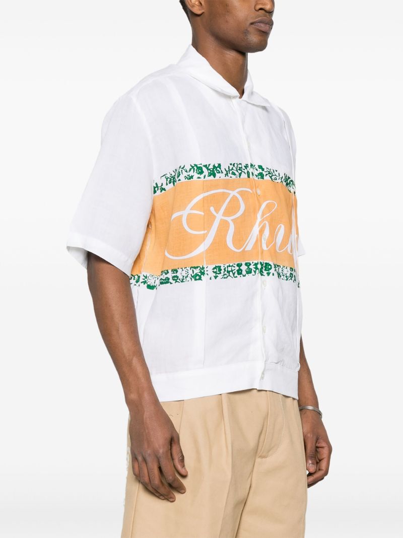 White Logo-print Linen Shirt