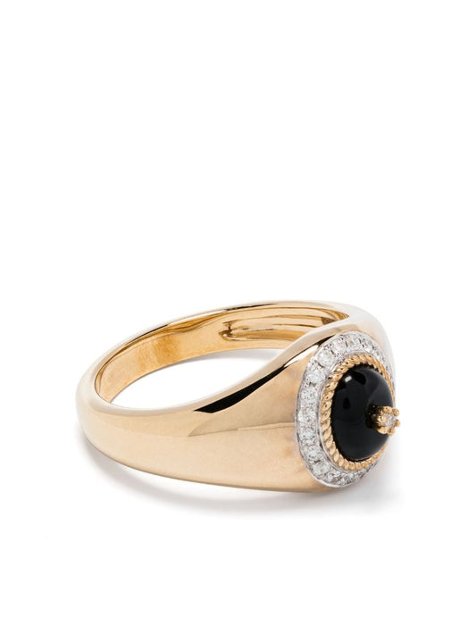 9k Yellow Gold Mini ChevaliÃ_x0083_Â¨re Pompadour Signet Ring