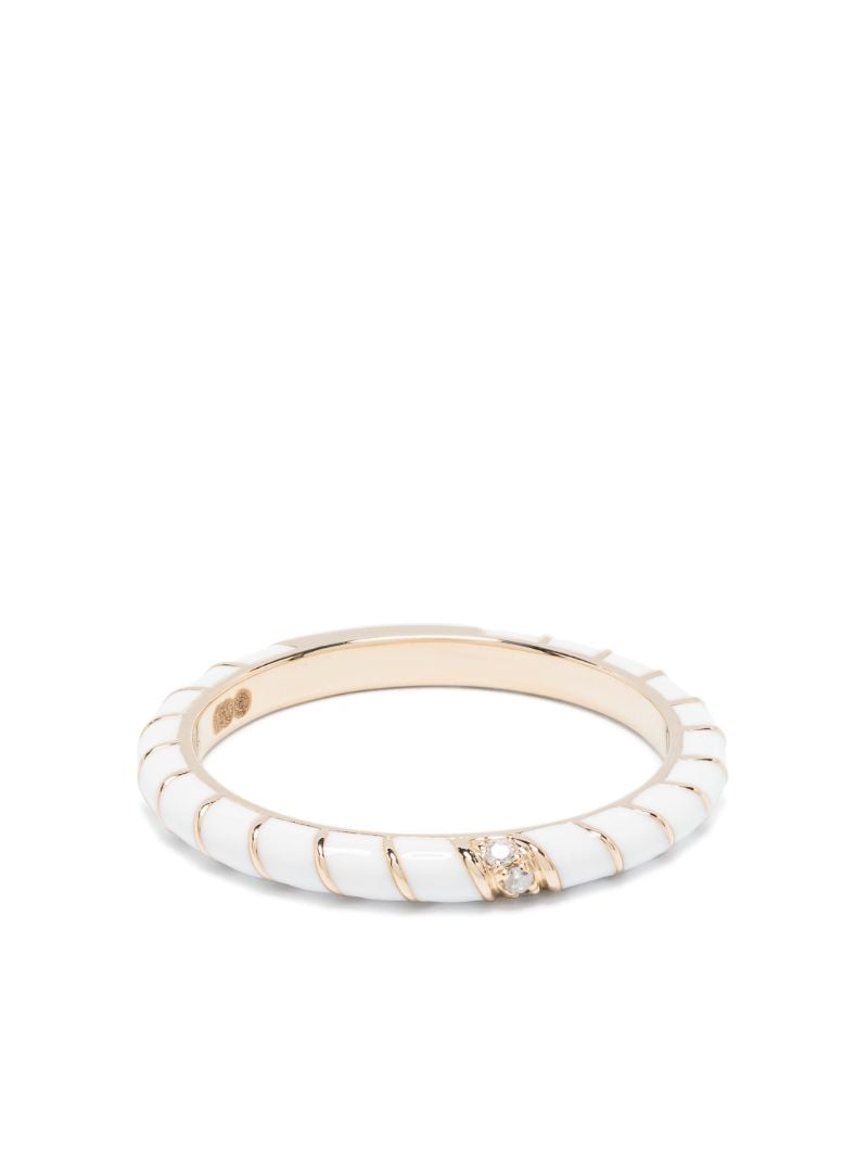 9k Yellow Gold Alliance Torsade Email Diamond Band Ring