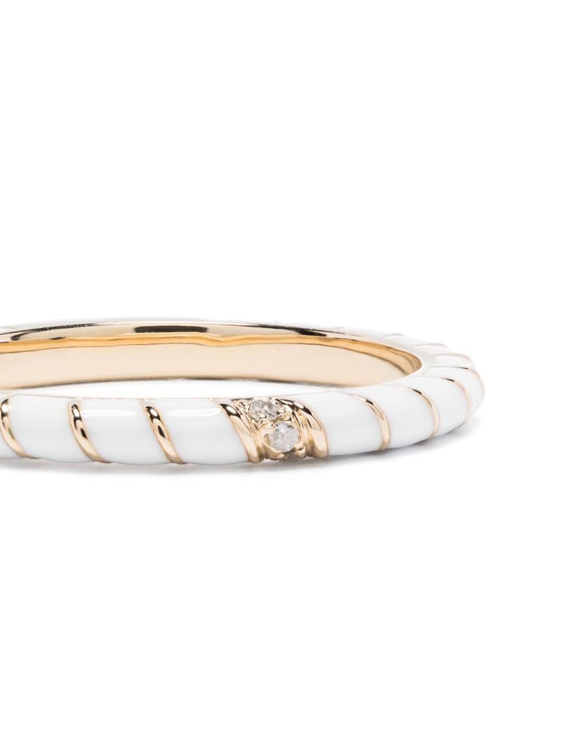 9k Yellow Gold Alliance Torsade Email Diamond Band Ring