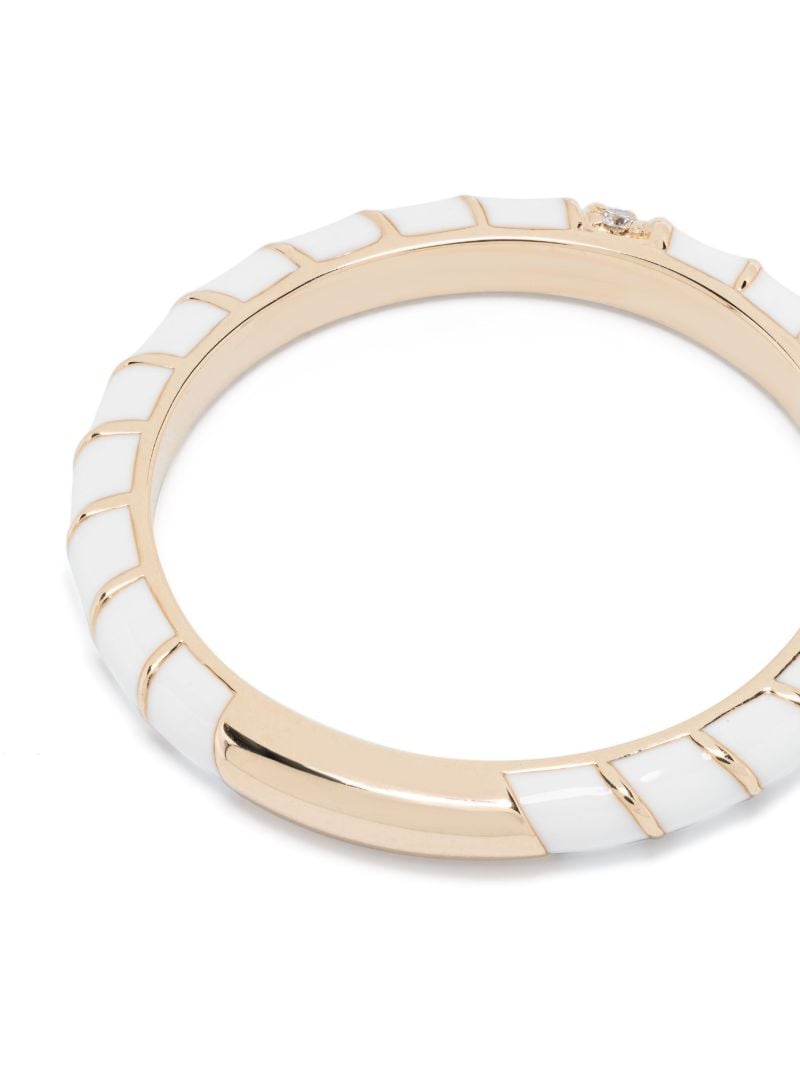 9k Yellow Gold Alliance Torsade Email Diamond Band Ring