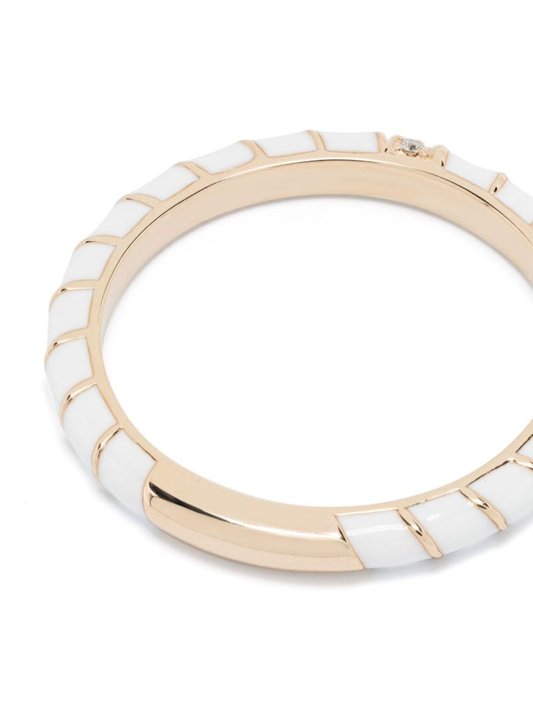 9k Yellow Gold Alliance Torsade Email Diamond Band Ring
