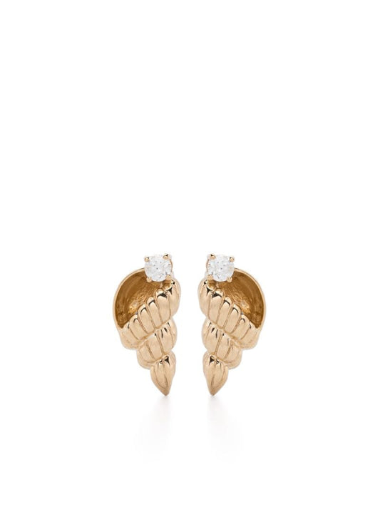 9k Yellow Gold Nautilus Diamond Earrings
