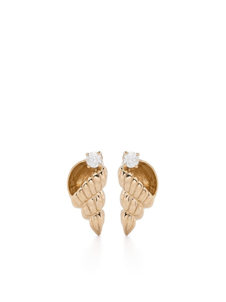 9k Yellow Gold Nautilus Diamond Earrings