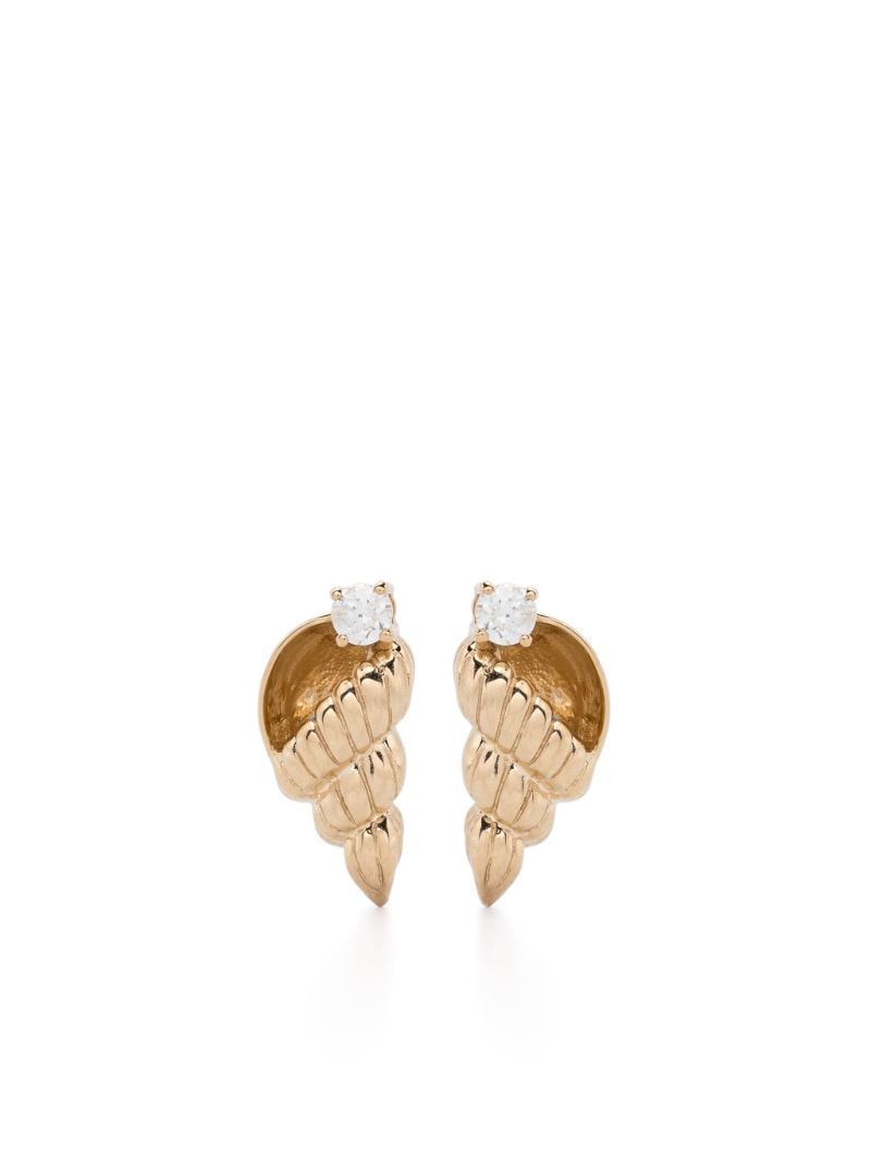9k Yellow Gold Nautilus Diamond Earrings