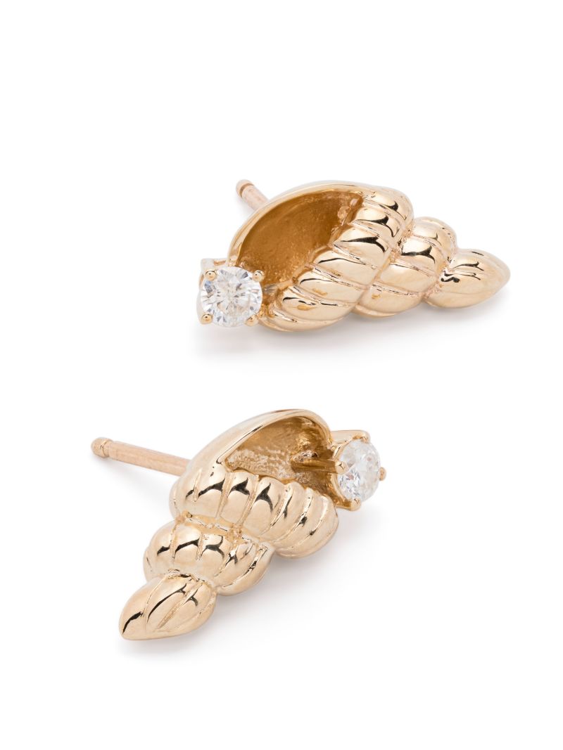 9k Yellow Gold Nautilus Diamond Earrings