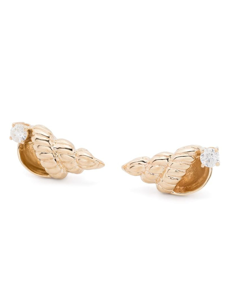 9k Yellow Gold Nautilus Diamond Earrings