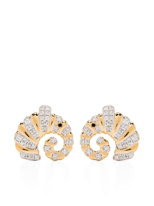 18k Yellow Gold Elephant Diamond Earrings