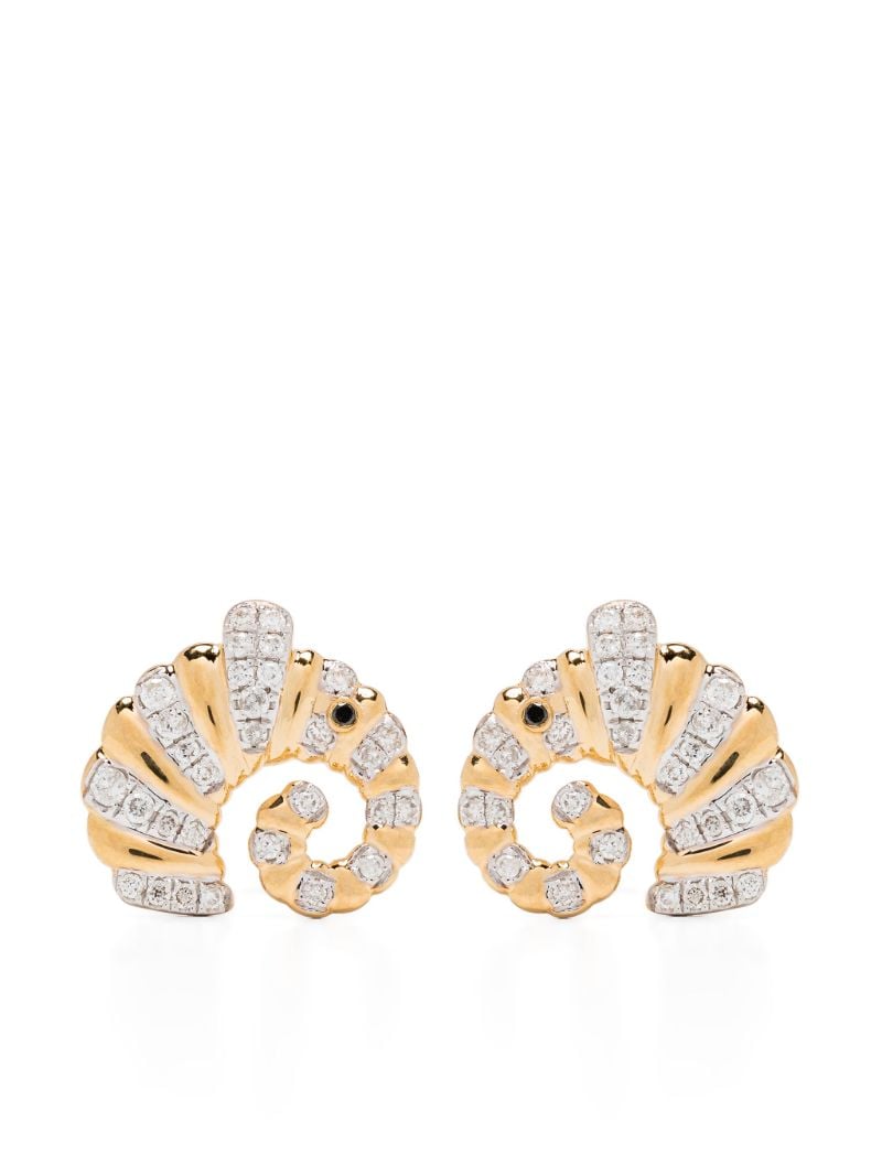 18k Yellow Gold Elephant Diamond Earrings