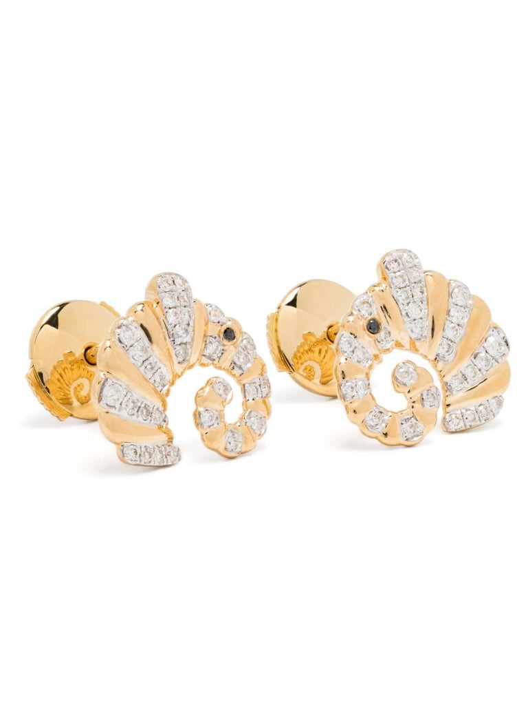 18k Yellow Gold Elephant Diamond Earrings