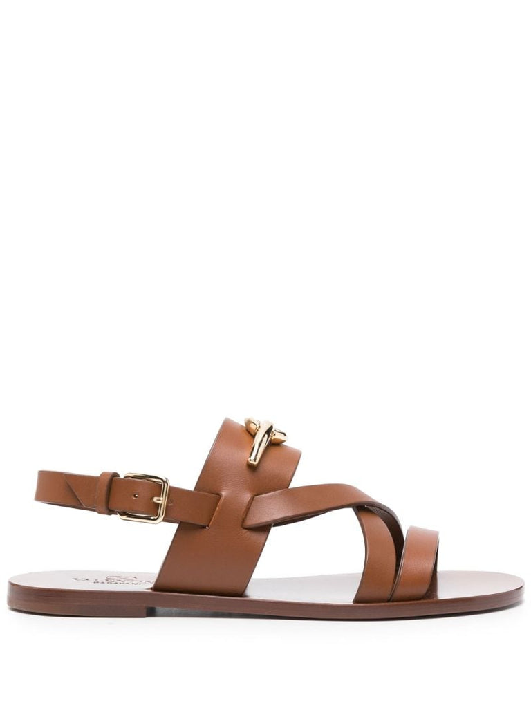 Brown Gate Vlogo Leather Sandals