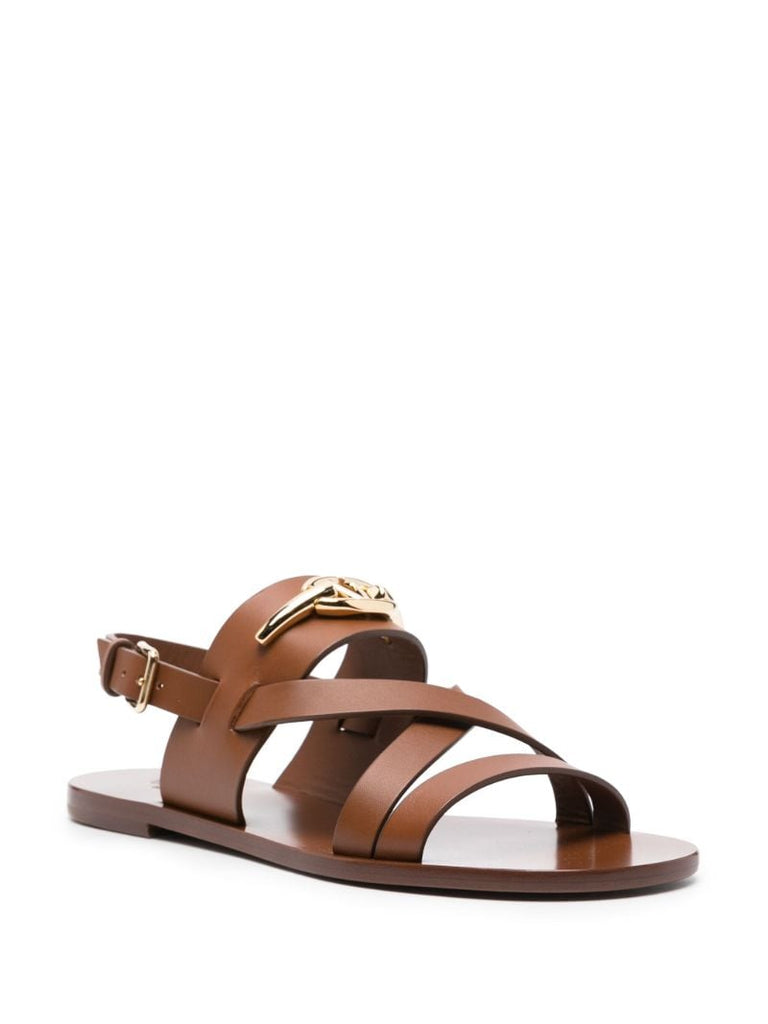 Brown Gate Vlogo Leather Sandals