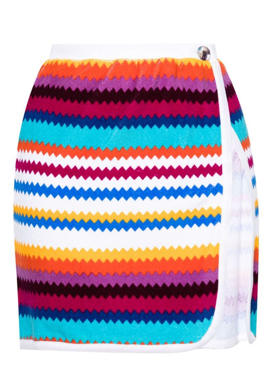 White Zigzag Wrap Miniskirt