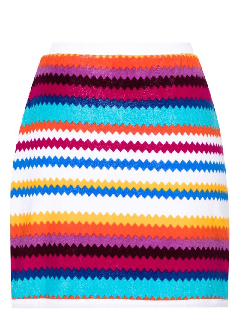 White Zigzag Wrap Miniskirt