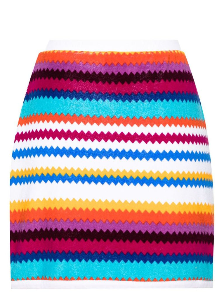 White Zigzag Wrap Miniskirt