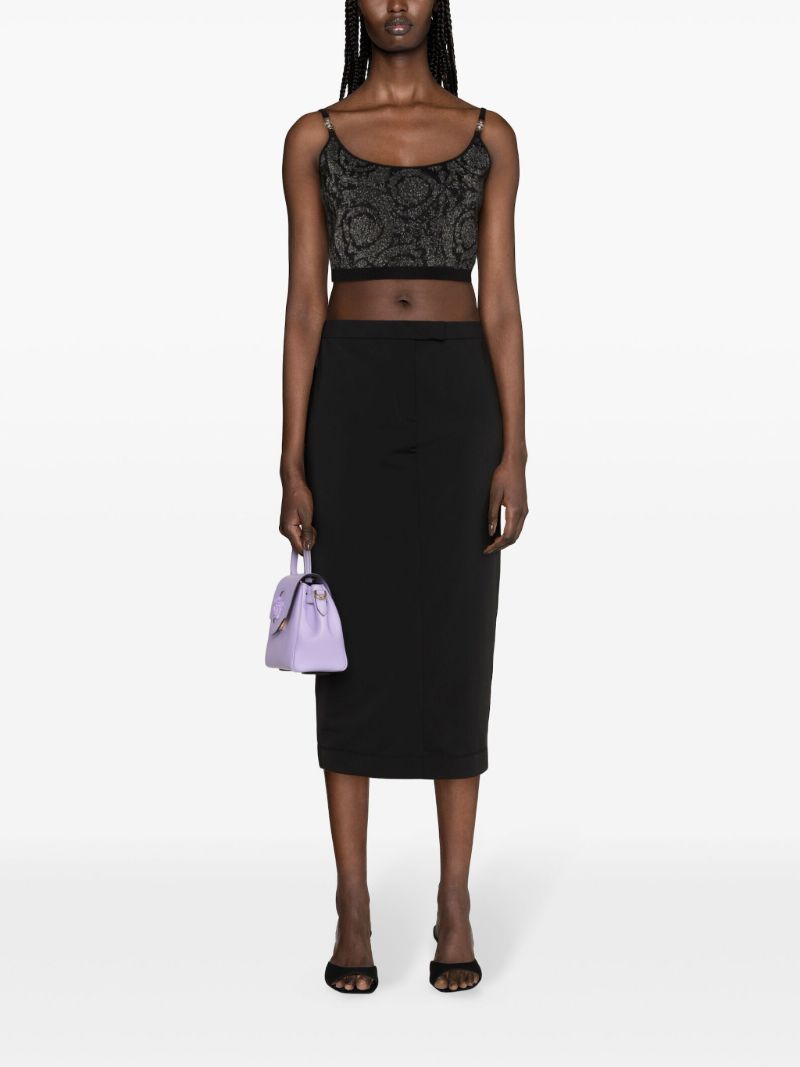 Black Barocco Jacquard Crop Top