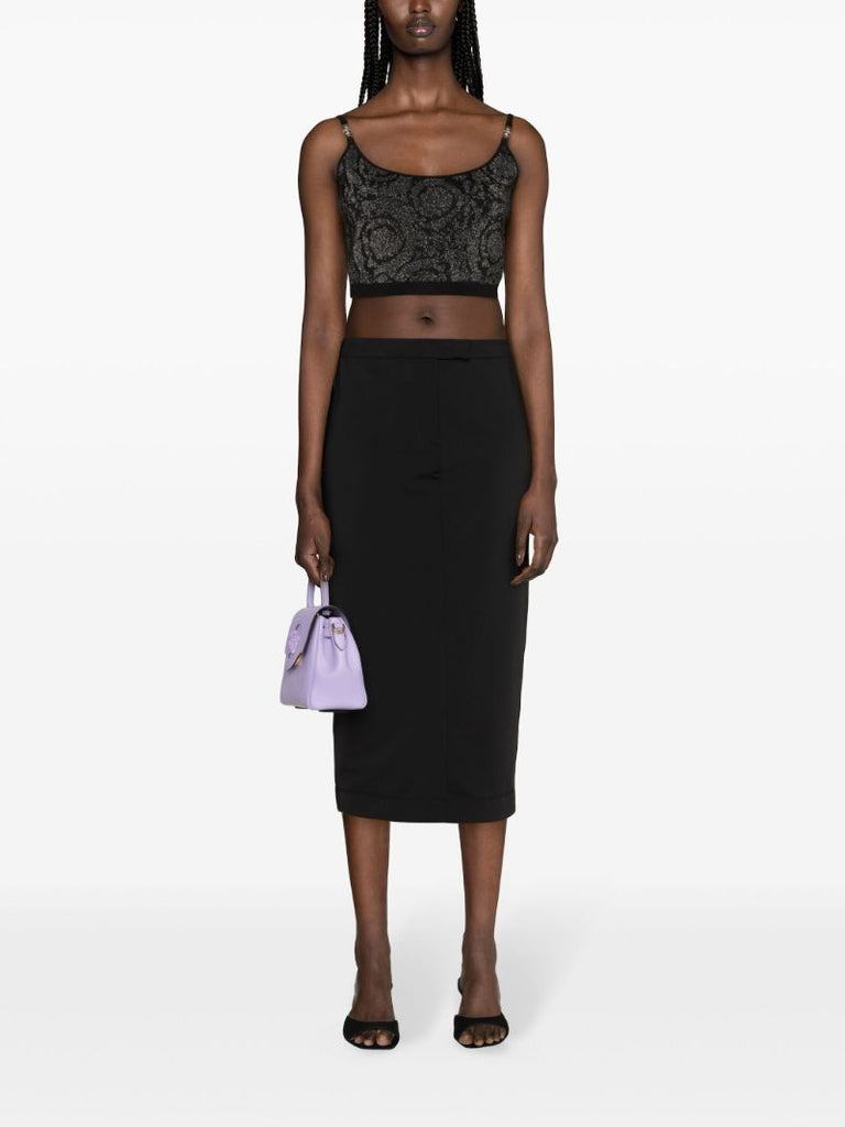 Black Barocco Jacquard Crop Top