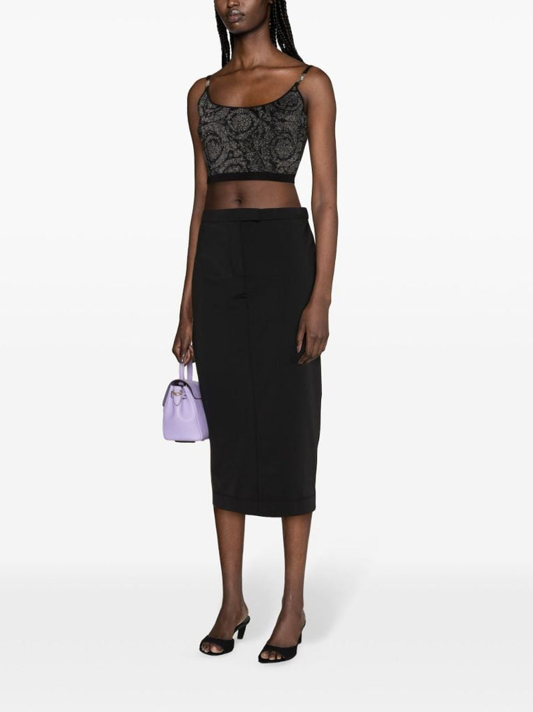 Black Barocco Jacquard Crop Top