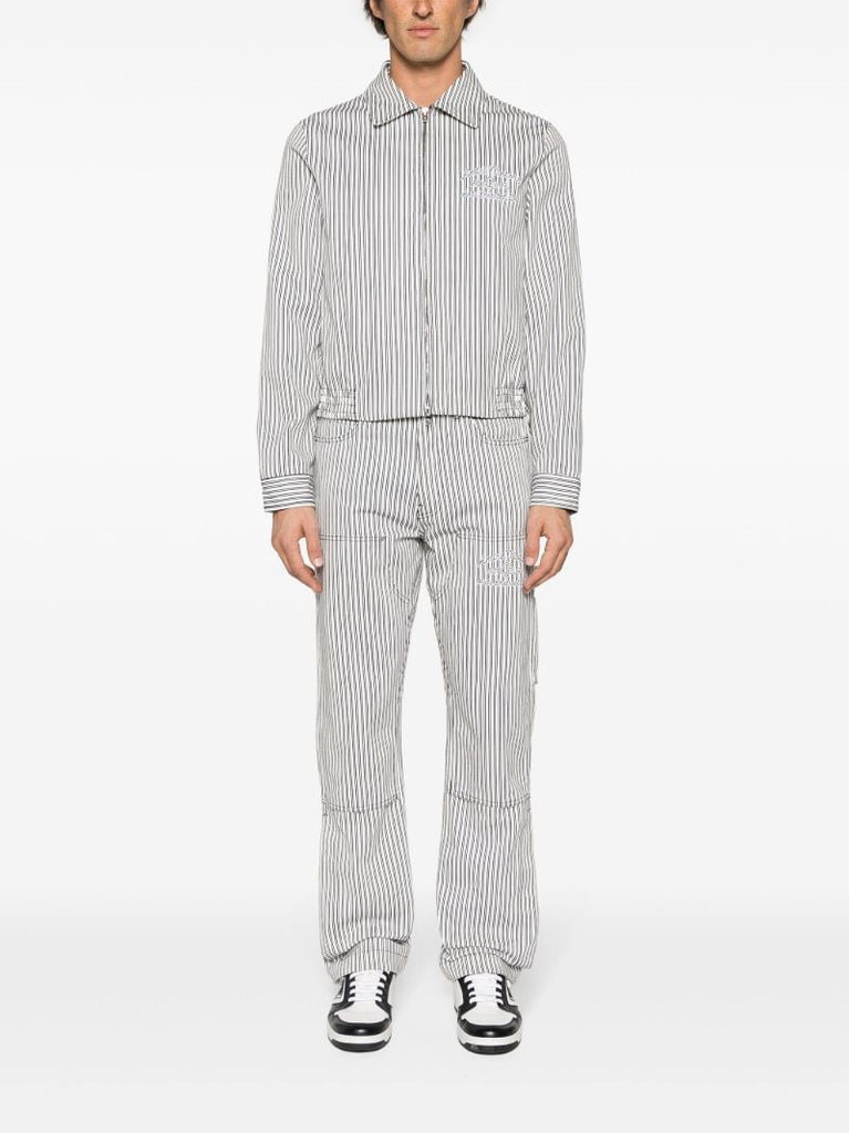 White Striped Cotton Trousers