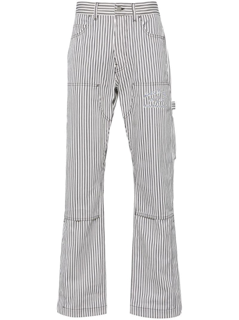 White Striped Cotton Trousers