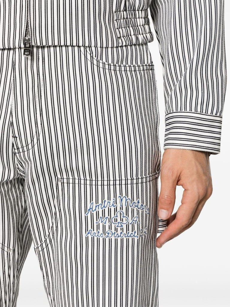 White Striped Cotton Trousers