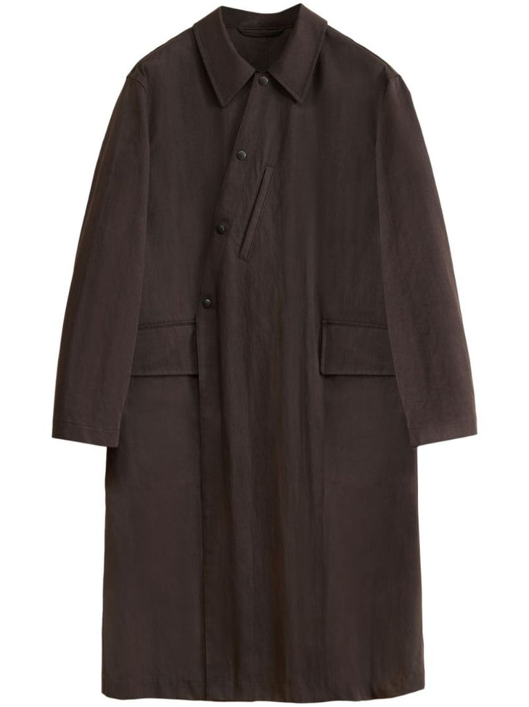Brown Asymmetric Trench Coat