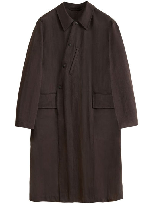 Brown Asymmetric Trench Coat