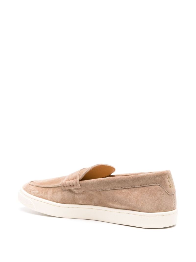 Brown Logo-embroidered Suede Penny Loafers
