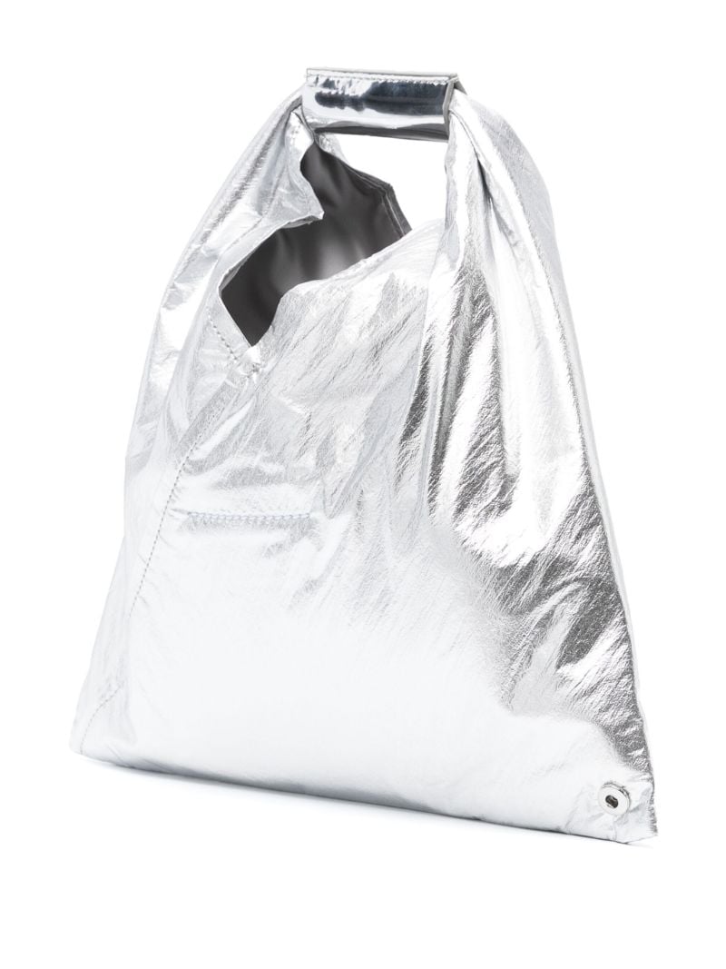 Silver Japanese Mini Metallic Tote Bag