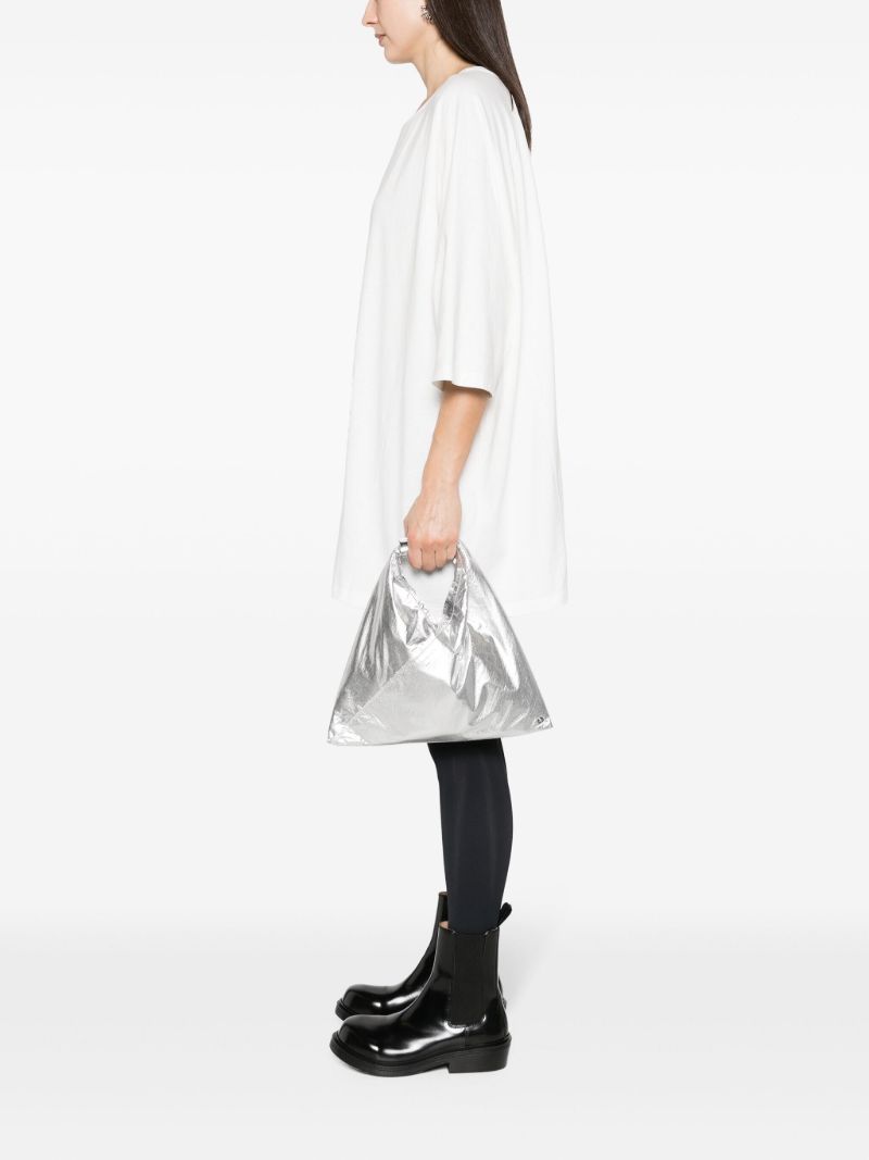 Silver Japanese Mini Metallic Tote Bag