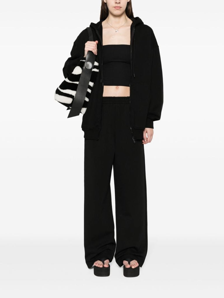 Black Jersey Zip-front Hoodie