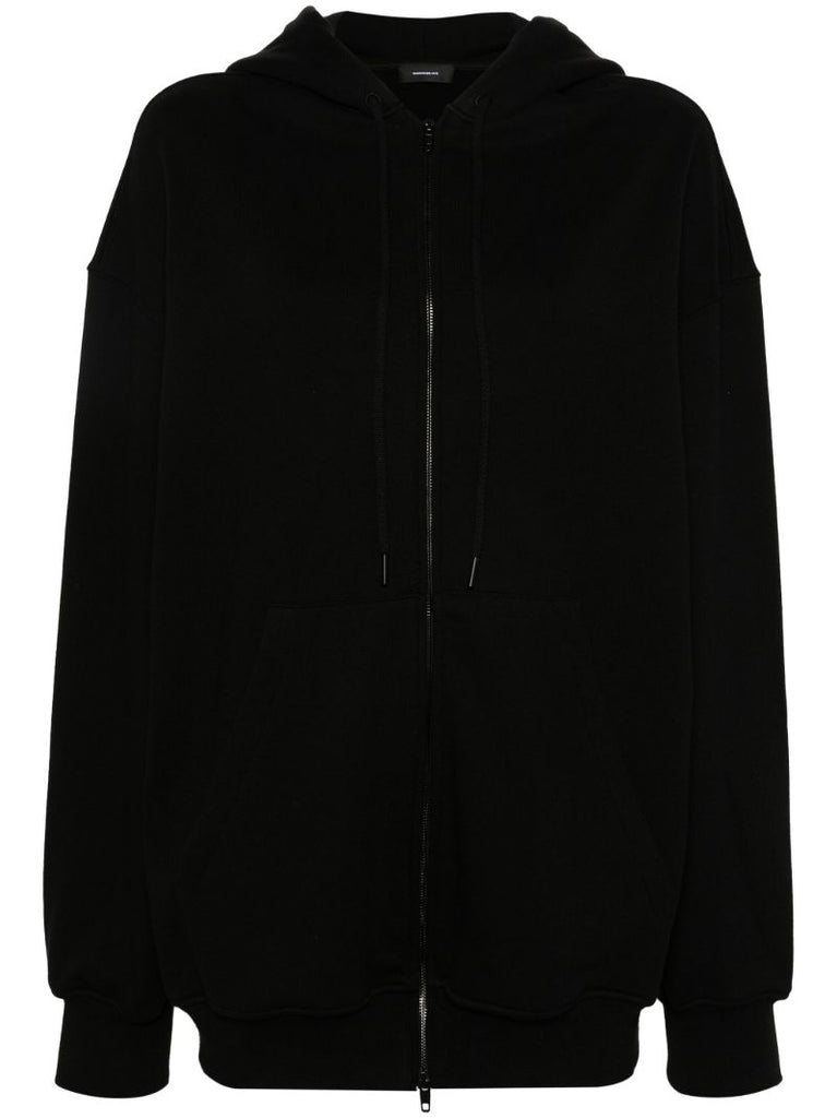 Black Jersey Zip-front Hoodie
