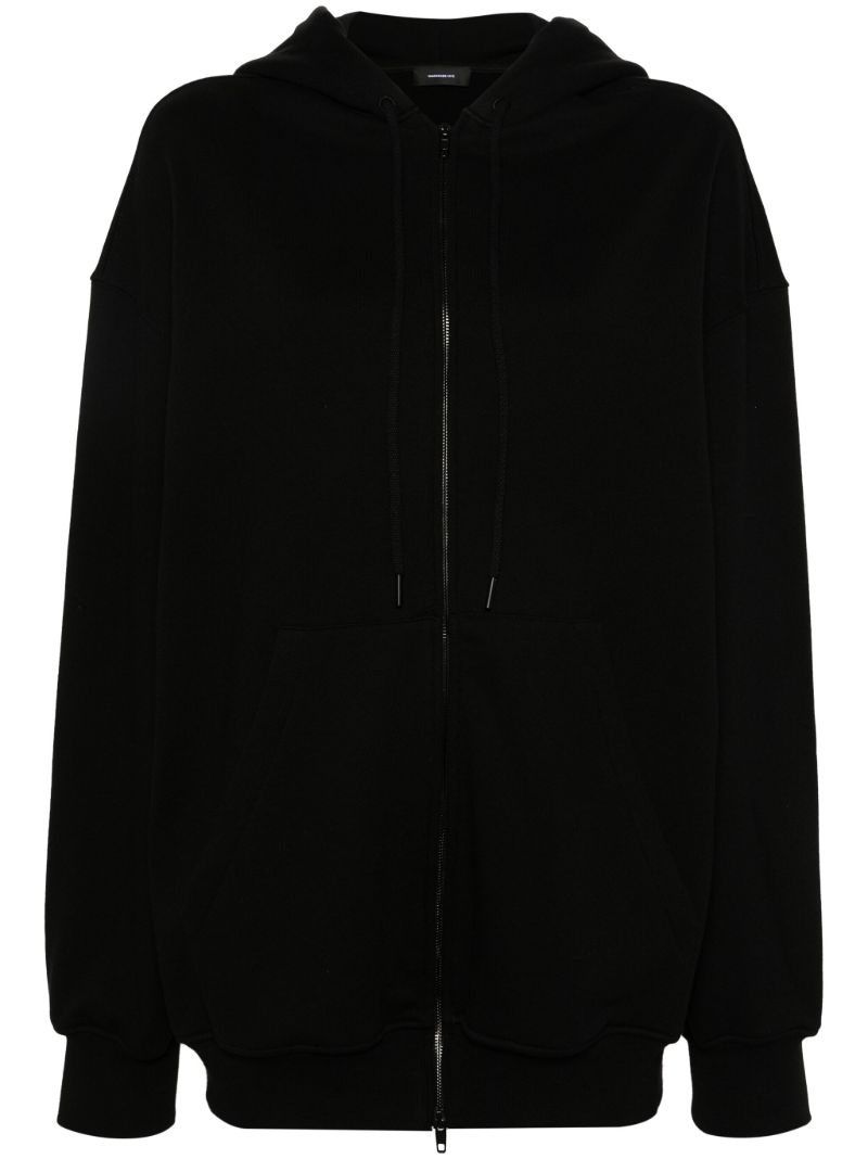 Black Jersey Zip-front Hoodie