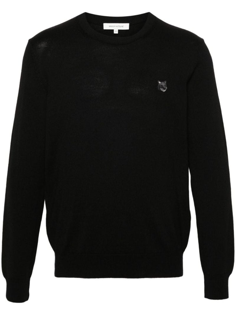Black Fox Head Wool Sweater