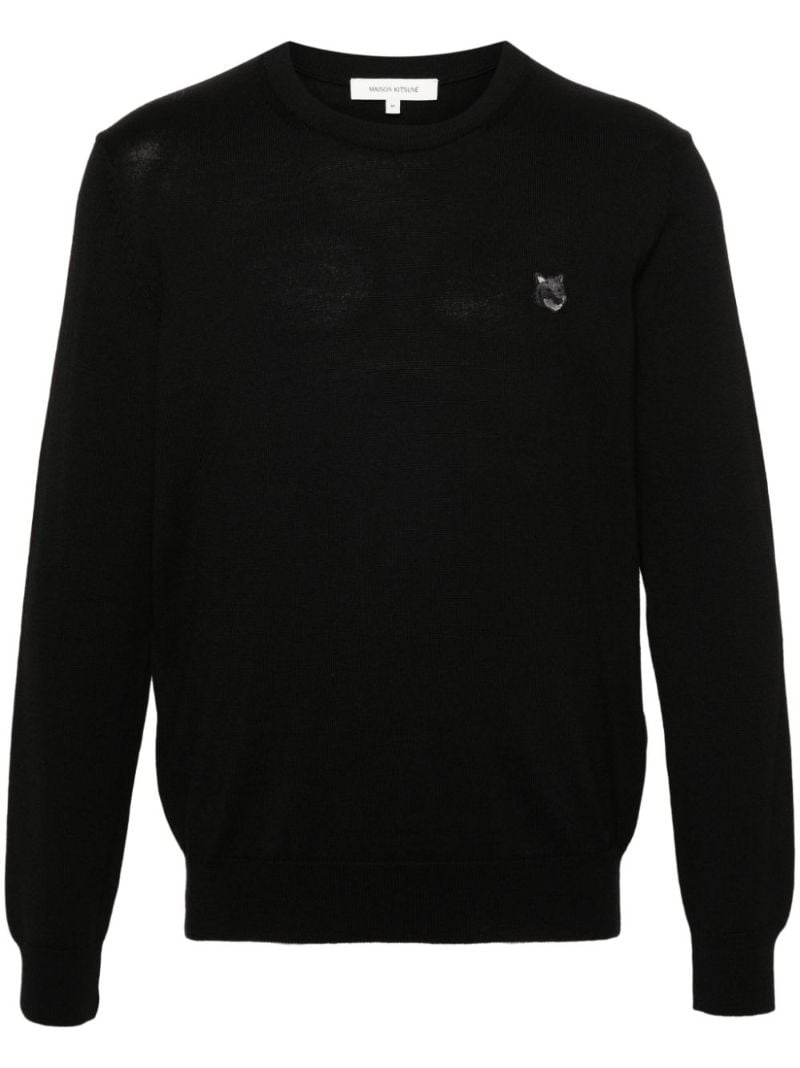 Black Fox Head Wool Sweater