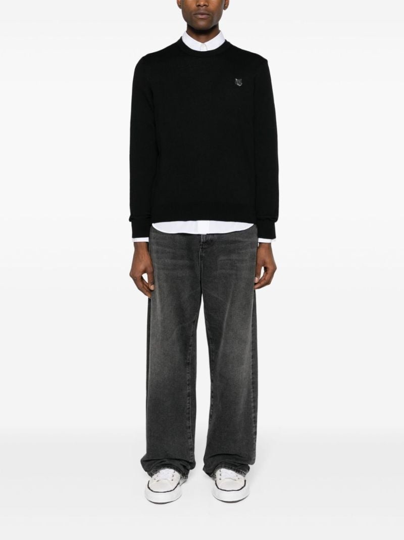Black Fox Head Wool Sweater