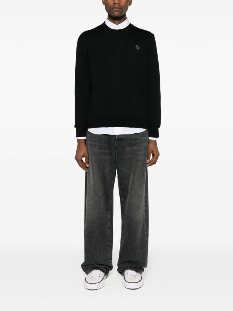 Black Fox Head Wool Sweater