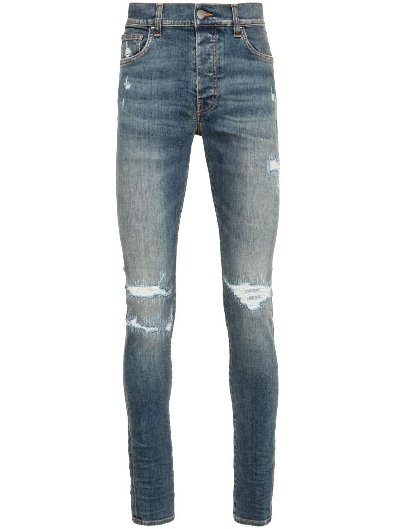 Blue Fractured Skinny Jeans
