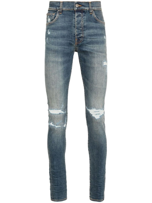 Blue Fractured Skinny Jeans