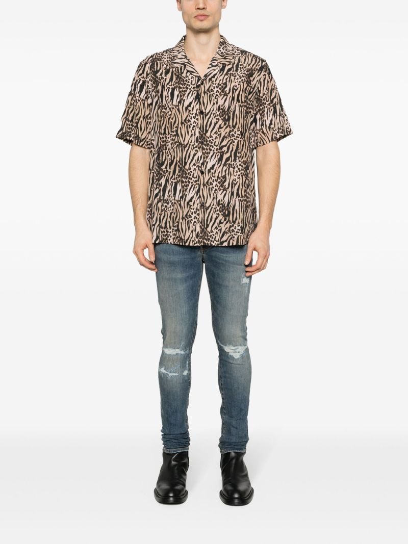 Blue Fractured Skinny Jeans