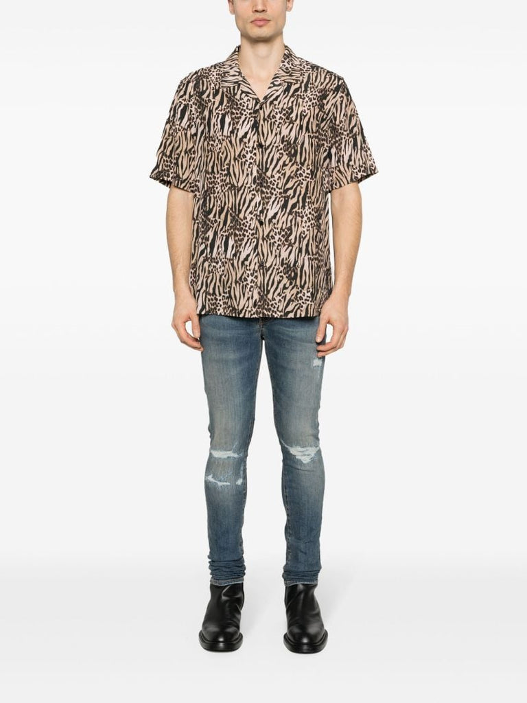 Blue Fractured Skinny Jeans