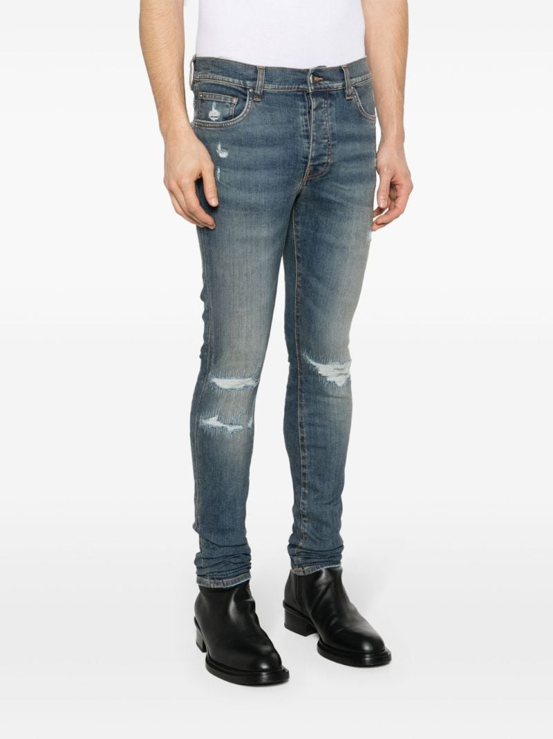 Blue Fractured Skinny Jeans