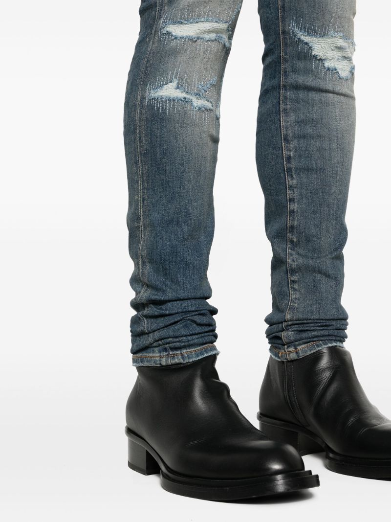 Blue Fractured Skinny Jeans