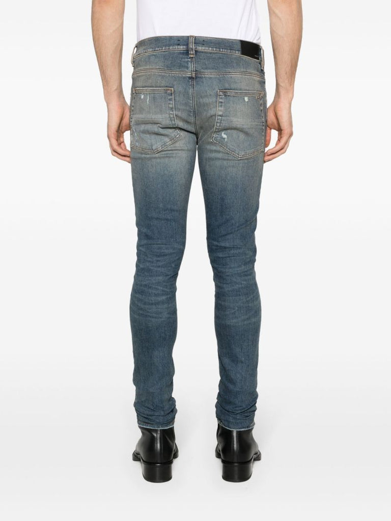 Blue Fractured Skinny Jeans