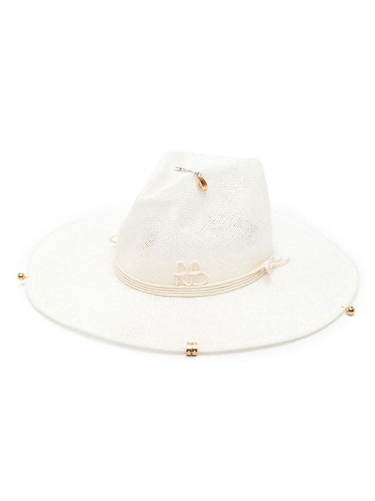 White Straw Chain Fedora Hat