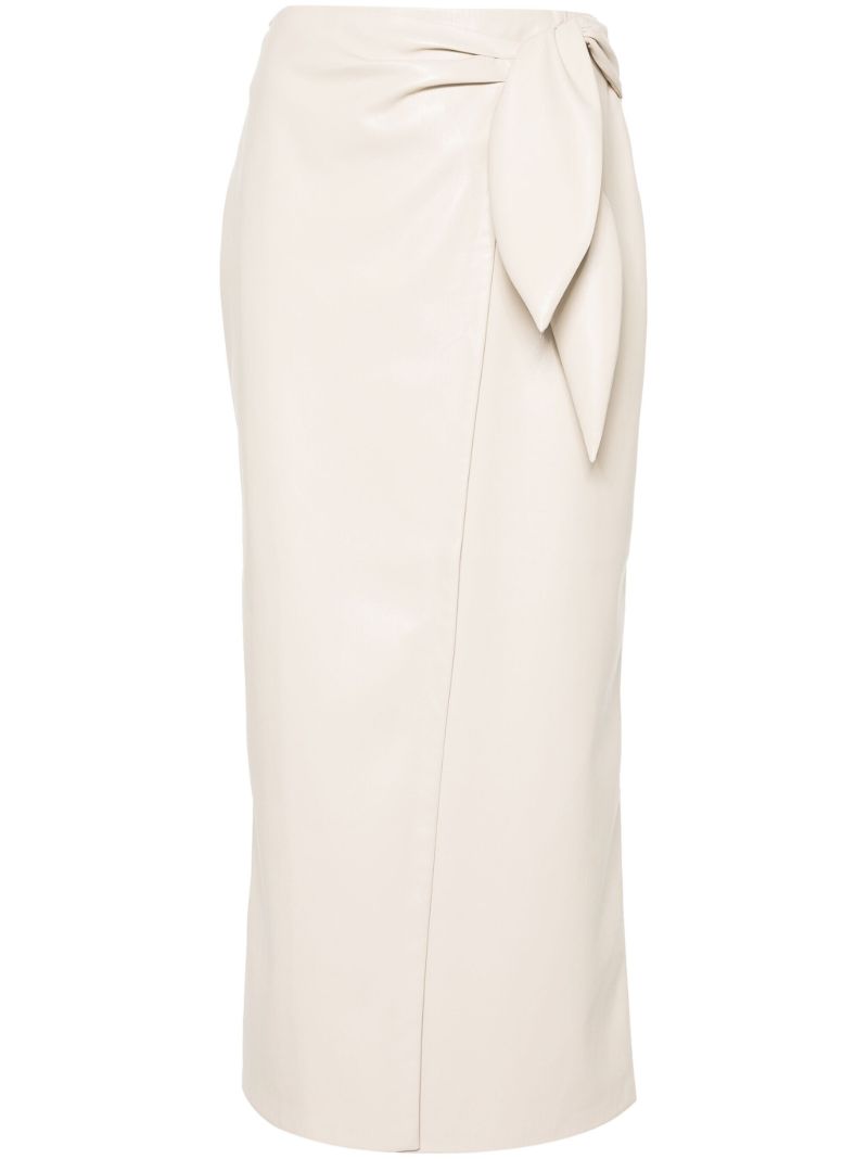 Neutral Amas Faux-leather Midi Skirt